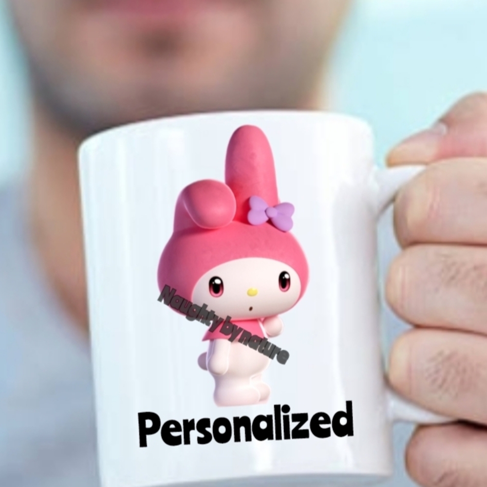 Personalized Pink Character Kids Mug